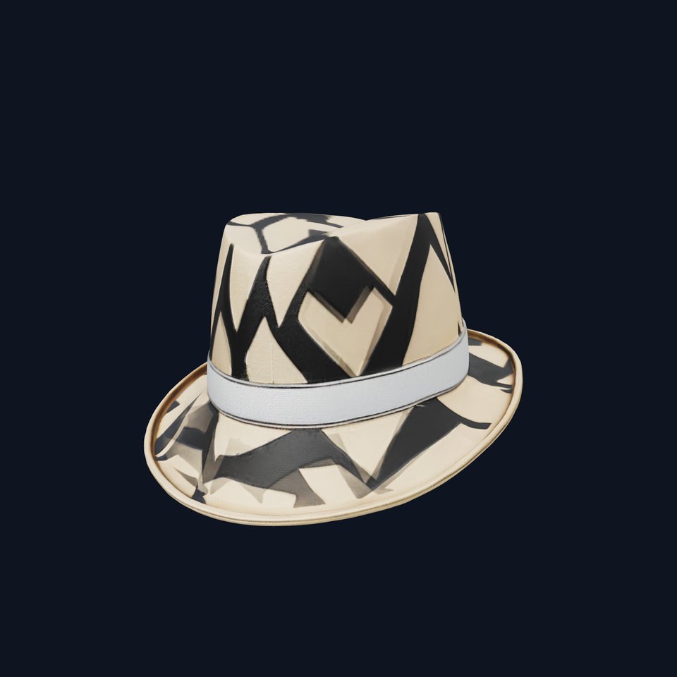 Trendy Fedora Hat with Geometric Pattern Model Pack